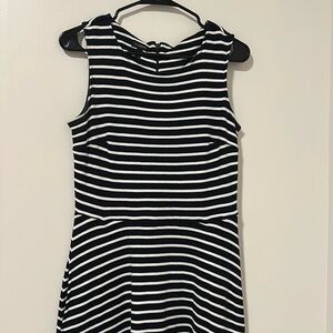 Talbots 100% Cotton Navy Blue and White Striped Dress  Coastal Size Small